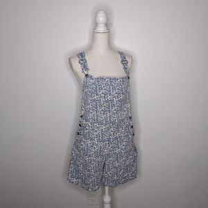 RARE Vintage Bonjour Floral Print Overall Shorts Large